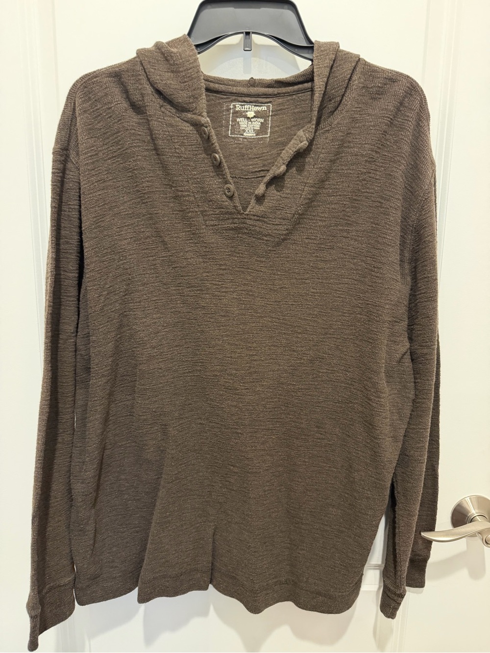 Ruff Hewn Men's Hooded Long-Sleeve Shirt - Brown Heather